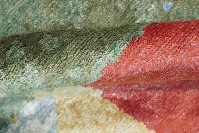 2x4 Modern Multicolor Wool and Silk Hand Knotted Rug| N624 - The Rug Decor