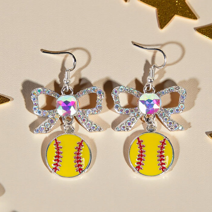 93420 - Softball Earrings - Red & Yellow