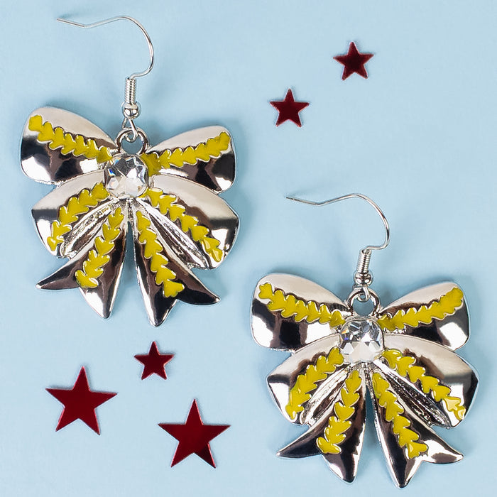 93424 - Softball Bow Earrings - Yellow