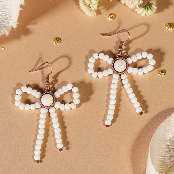 93426 - Squash Blossom Bow Earrings - Ivory & Copper