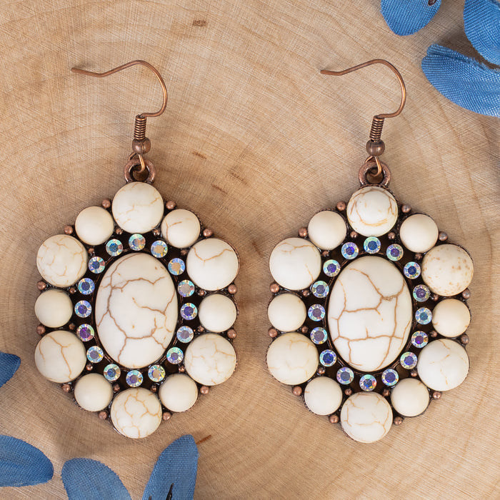 93462 - Squash Blossom Earrings - Ivory & Copper