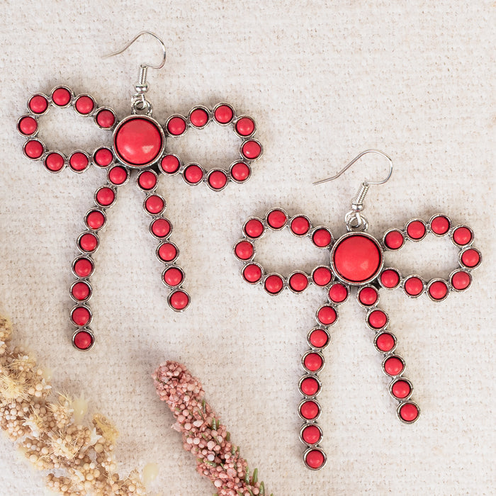 93486 - Squash Blossom Bow Earrings - Red
