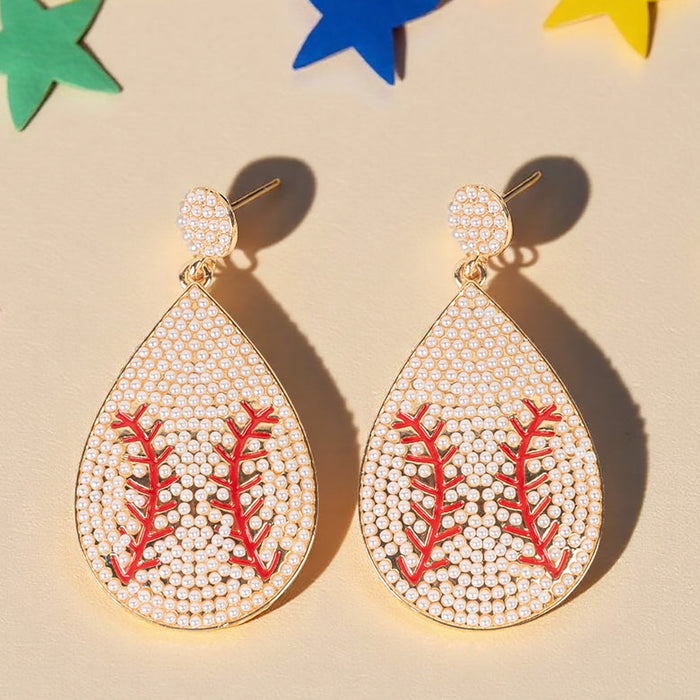 93492 - Baseball Earrings - Red & White