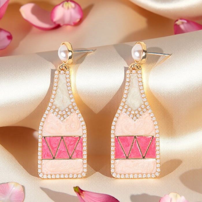 93523 - Champagne Bottle Earrings - Pink