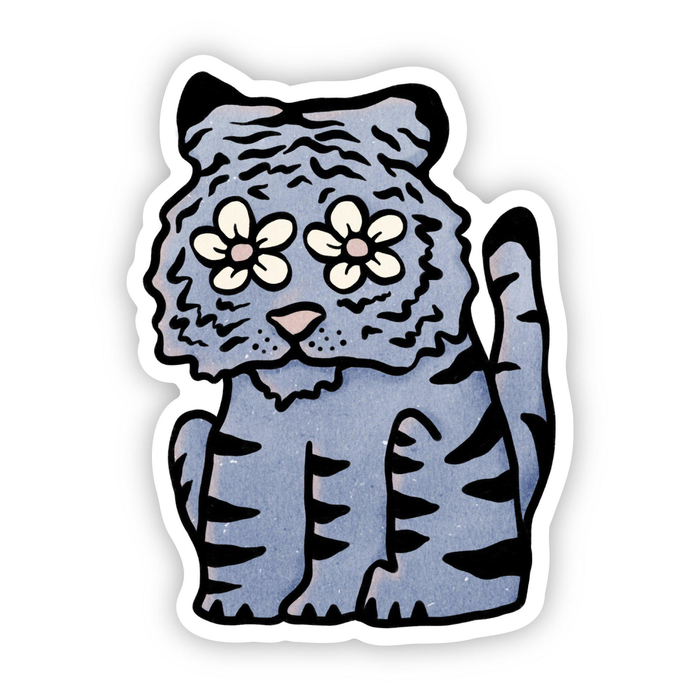 Big Moods Flower Tiger Vinyl Sticker