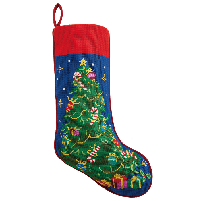 Christmas Tree Embroidered Stocking
