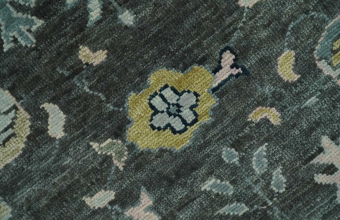Hand Knotted 5x8, 6x9, 8x10, 9x12, 10x14 and 12x15 Charcoal and Ivory Traditional Persian Oushak Wool Rug | TRDCP905810 - The Rug Decor