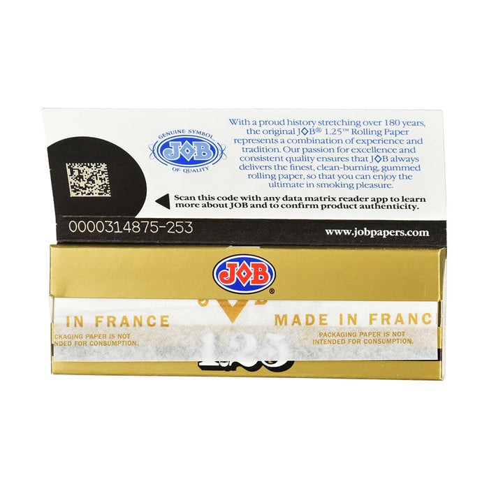 JOB rolling paper packaging with branding and text on a white background