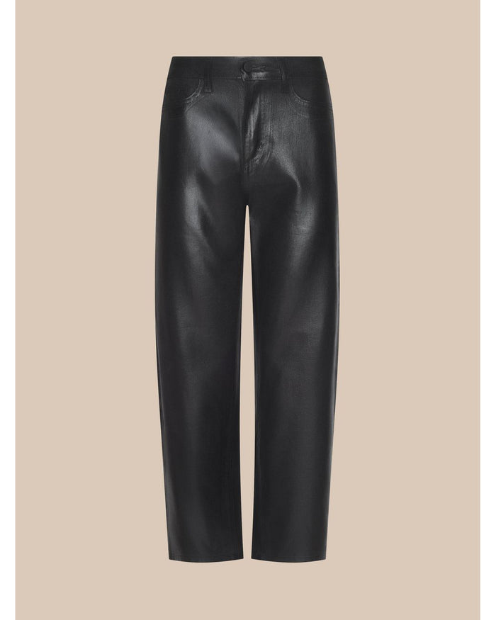 L'Agence Mallis High Rise Bow-Leg Jean in Noir Coated