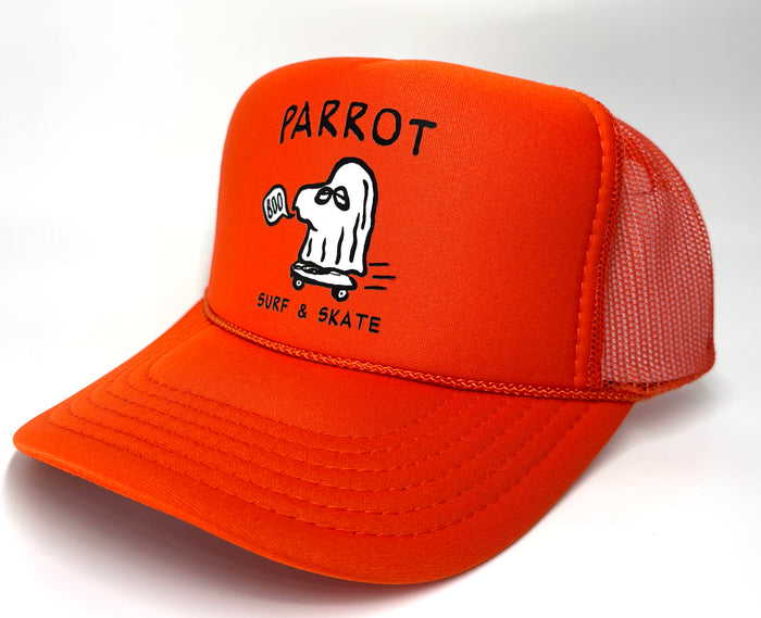 Parrot Surf Shop Ghost Foam Trucker Hat – Surf & Skate Snapback Foam Mesh Cap
