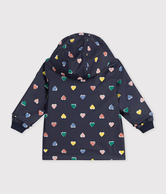 Petit Bateau Rain Jacket in Navy Hearts