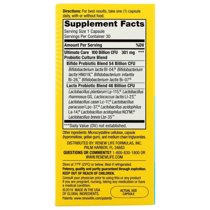 Renew Life, Ultimate Flora Care Probiotic 100 Billion, 30 Count - The Oasis of Health