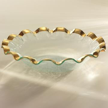RUFFLE LARGE SALAD BOWL-GOLD