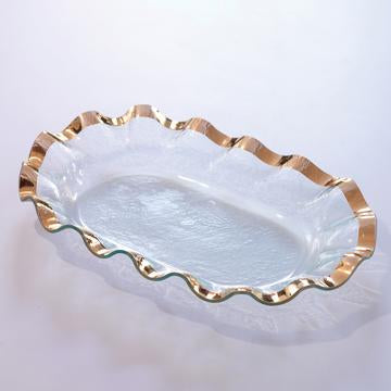 RUFFLE LARGE SHALLOW OVAL BOWL-GOLD