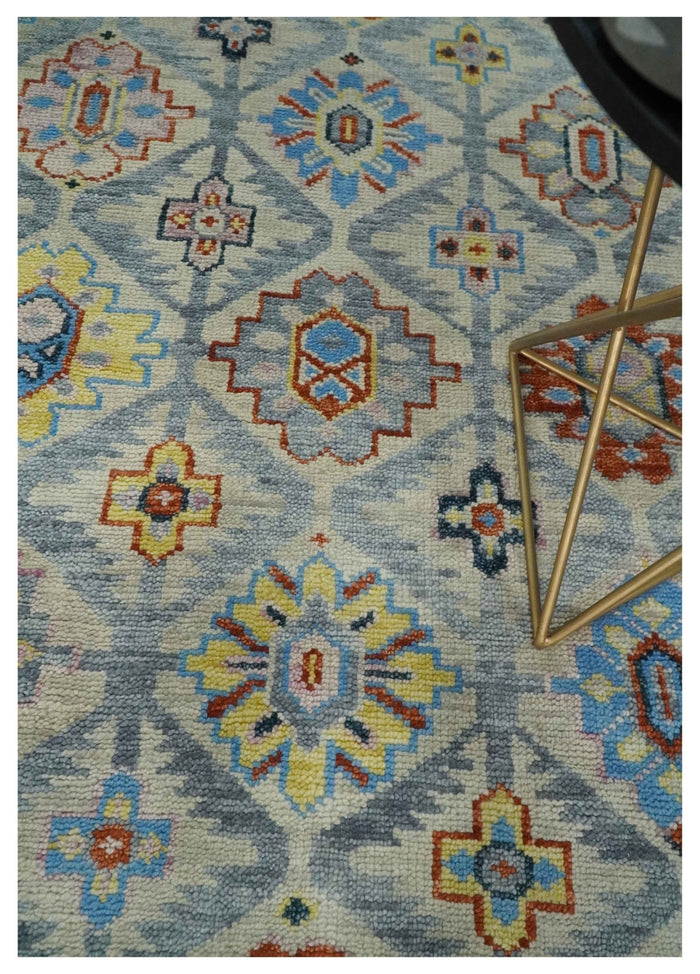 Modern Oushak 8x10, 9x12, 10x14 and 12x15 Hand Knotted Persian Blue Colorful Wool Area Rug | TRDCP864810 - The Rug Decor