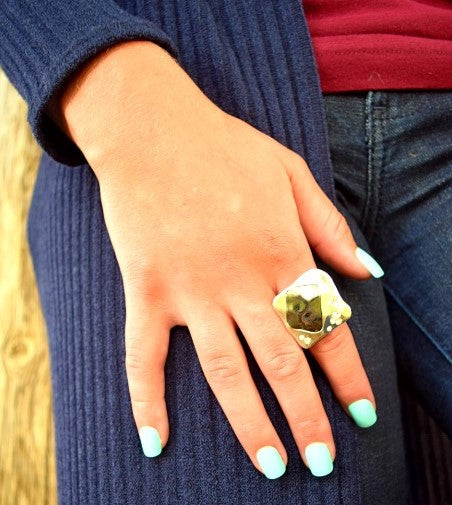 Square Stretch Ring with Black