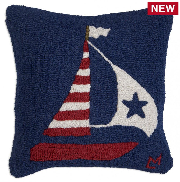 Patriotic Pillow New Zealand Wool Designed in Vermont Flagman of America