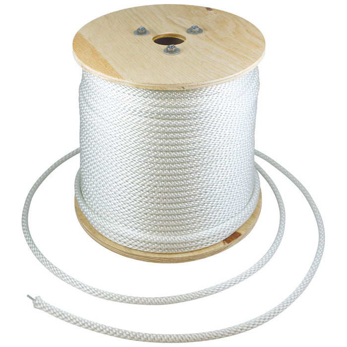 White nylon flagpole halyard with wire center spool