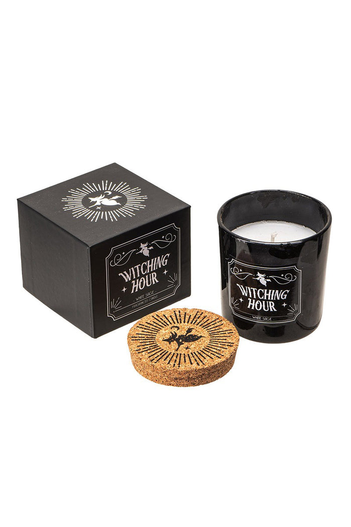 witchy white wax cleaning witch candle