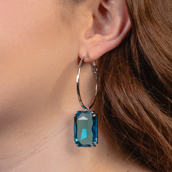 13025 - Crystal Hoop Earrings - Turquoise