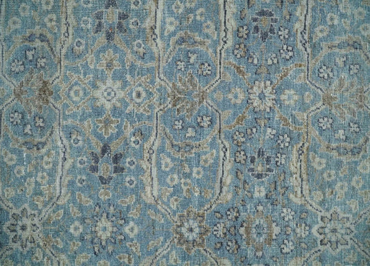 2x4 Aqua Blue and Ivory Wool Hand Knotted Traditional Vintage Antique Rug| N1424 - The Rug Decor