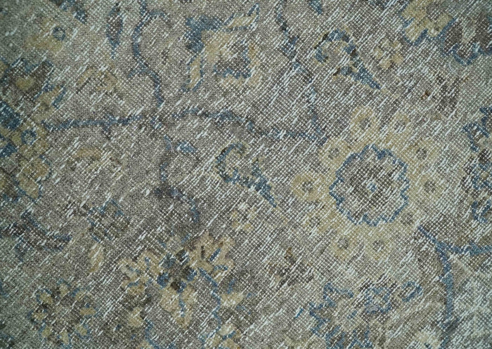 2x4 Gray, Beige and Blue Wool Hand Knotted traditional Vintage Antique Rug| N1224 - The Rug Decor