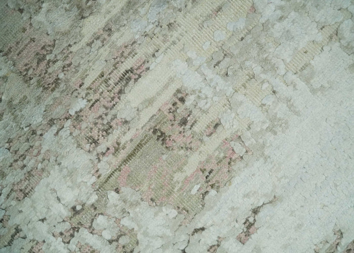 2x4 Modern Abstract Silver, Beige and Peach Rug made with Art Silk| N2124 - The Rug Decor