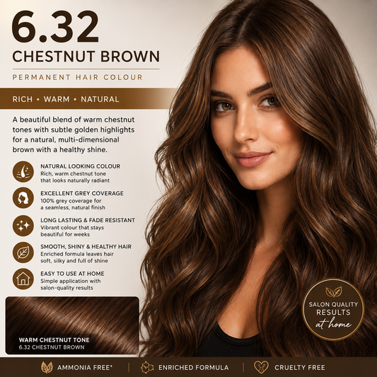6.32 Chestnut Hair Colour dermologically tested - 196ml