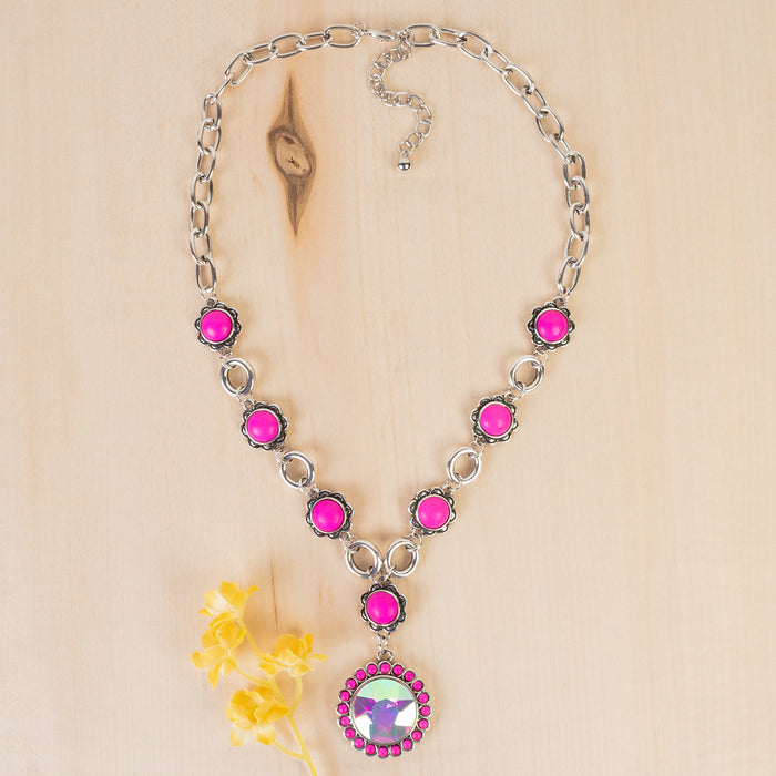 92283 - Squash Blossom Necklace - Fuchsia