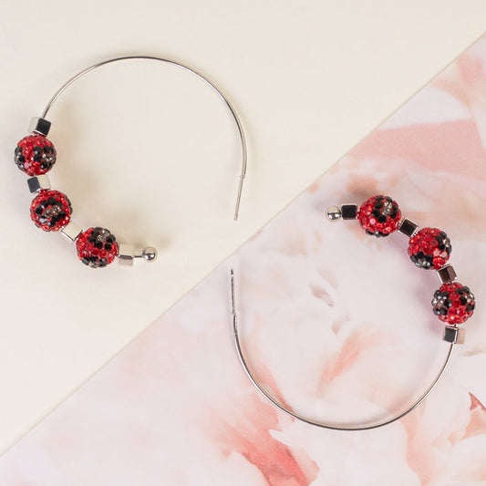 93434 - Crystal Hoop Earrings - Red