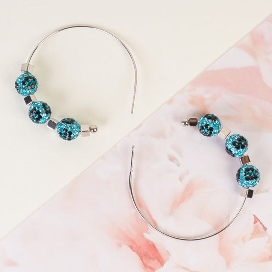 93434 - Crystal Hoop Earrings - Turquoise