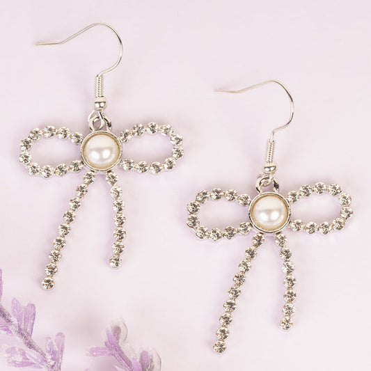 93487 - Crystal Bow Earrings - Clear