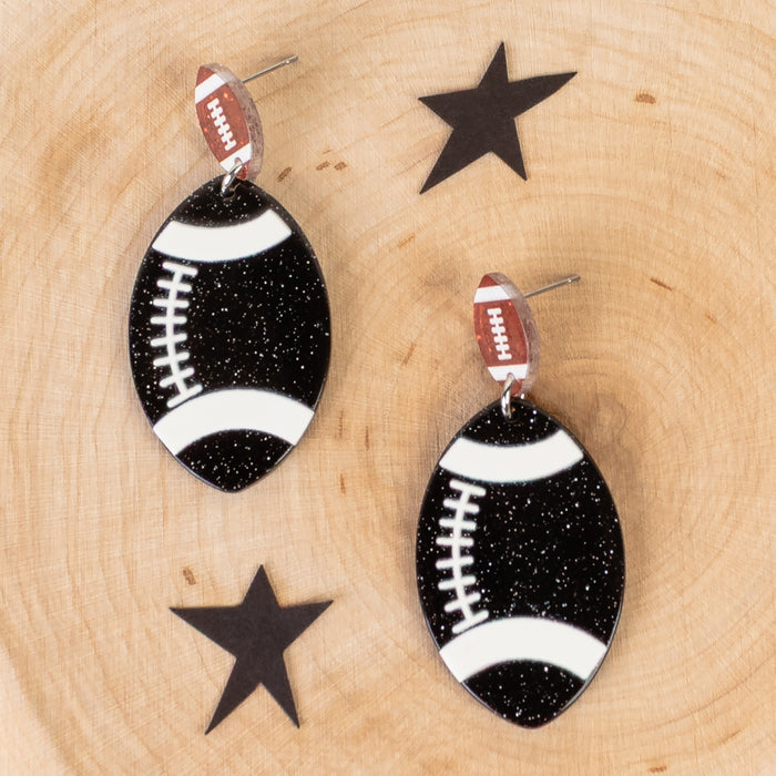 93502 - Football Earrings - Black