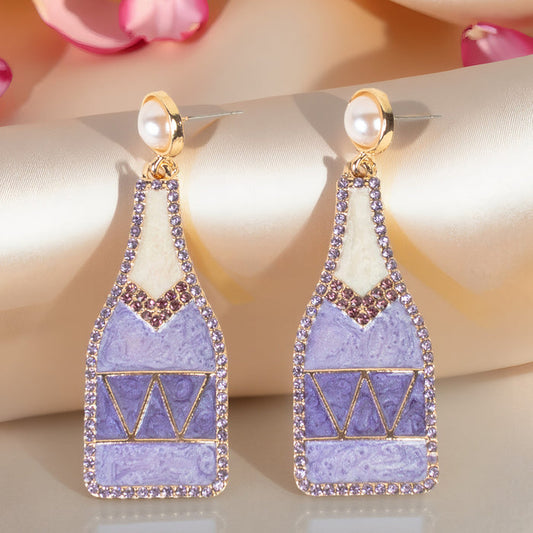 93523 - Champagne Bottle Earrings - Purple