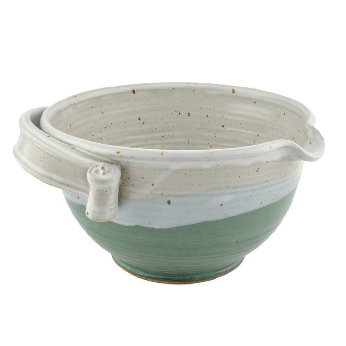 Anthony Stoneware American Handmade 2-Quart Mixing Bowl with Handle and Spout, Each One Unique