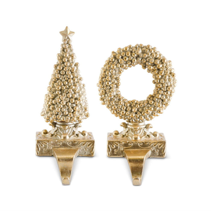 Antique Gold Beaded Stocking Holder