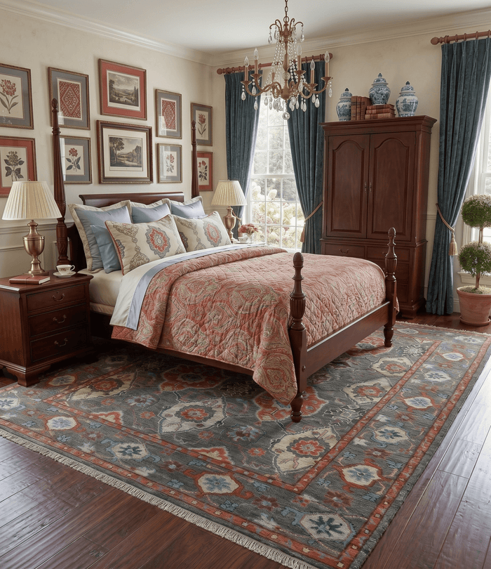 Antique look Gray And Rust Hand knotted Traditional Oushak Multi Size Area Rug - The Rug Decor