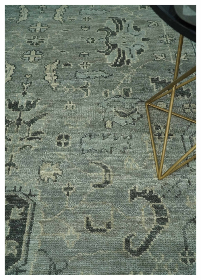 Antique Oushak Hand Knotted 5x8, 6x9, 8x10, 9x12, 10x14 and 12x15 Silver and Charcoal Traditional Persian Wool Rug | TRDCP882912 - The Rug Decor