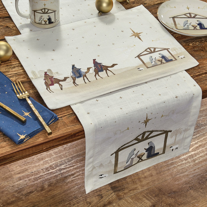 Away In A Manger Table Runner 54"-Lange General Store