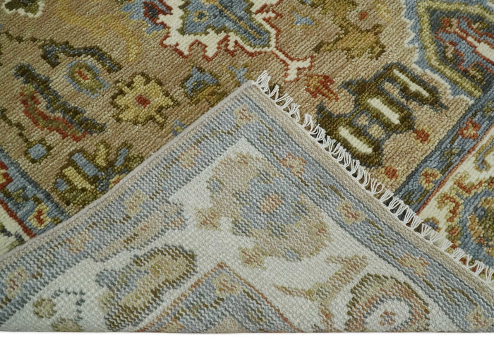 Hand Knotted 5x8, 6x9, 8x10, 9x12, 10x14 and 12x15 Brown and Ivory Traditional Vintage Persian Oushak Antique Wool Rug | TRDCP95858 - The Rug Decor