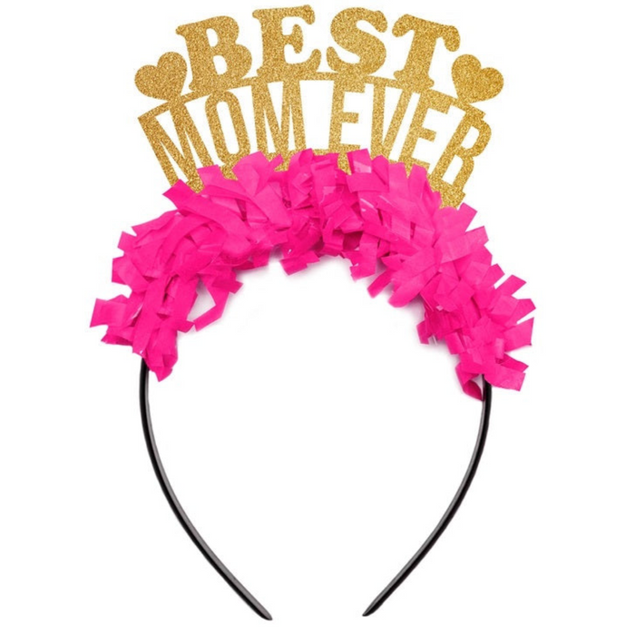 Best Mom Ever Headband, Hot Pink