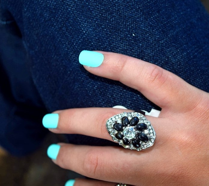 Black and Silver Sparkle Ring