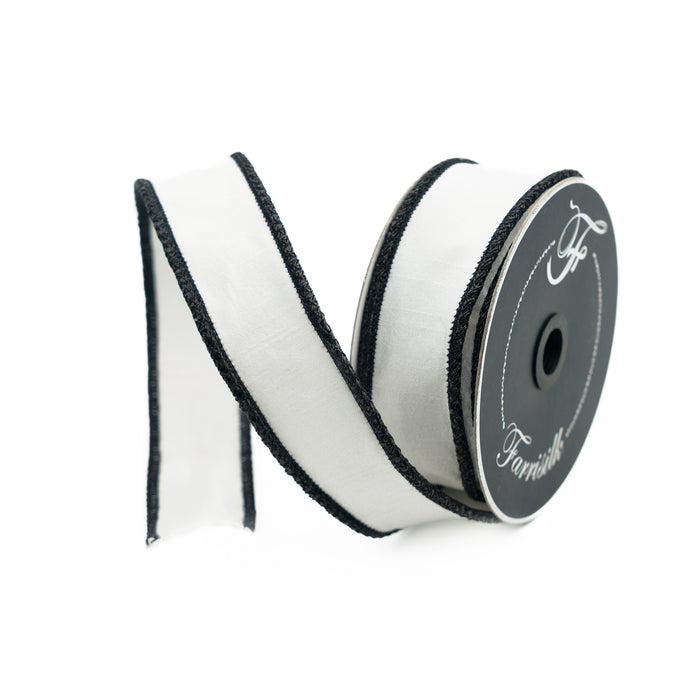 Black and White Luster Cord Ribbon