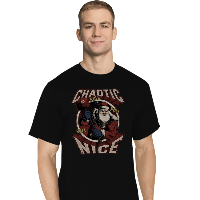 Shirts T-Shirts, Tall / Large / Black Chaotic Nice Santa