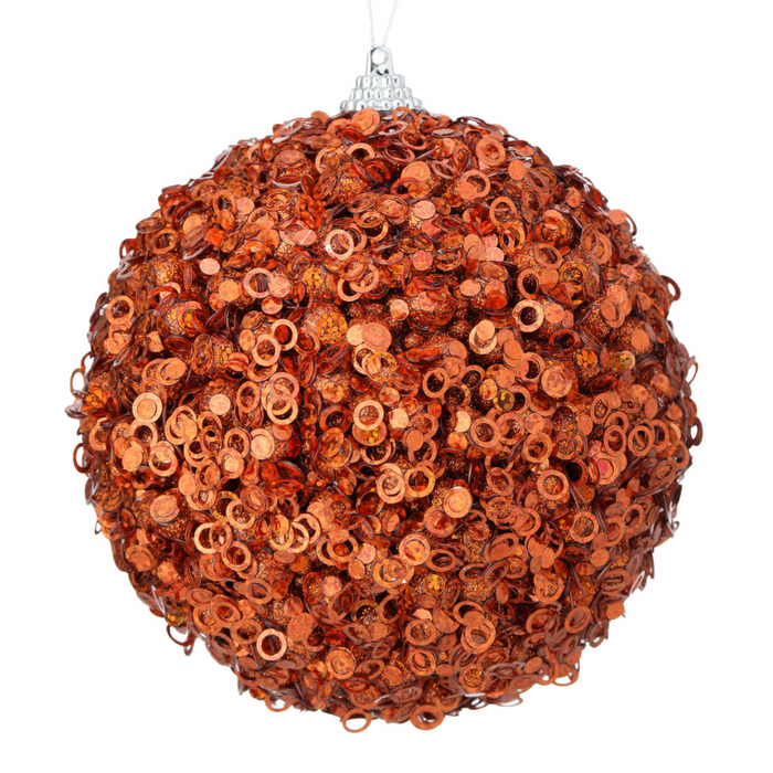 Copper Glamour Sequin Ball Ornament, 4.5"