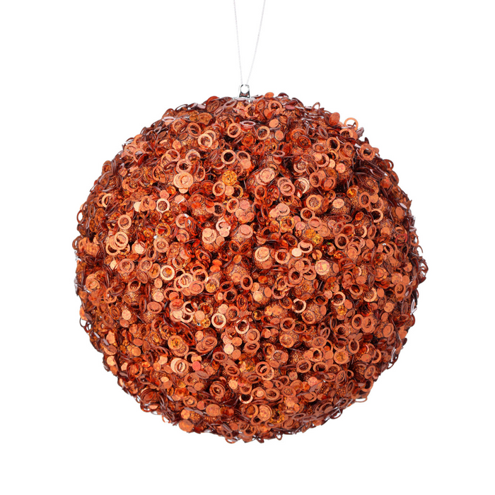 Copper Glamour Sequin Ball Ornament