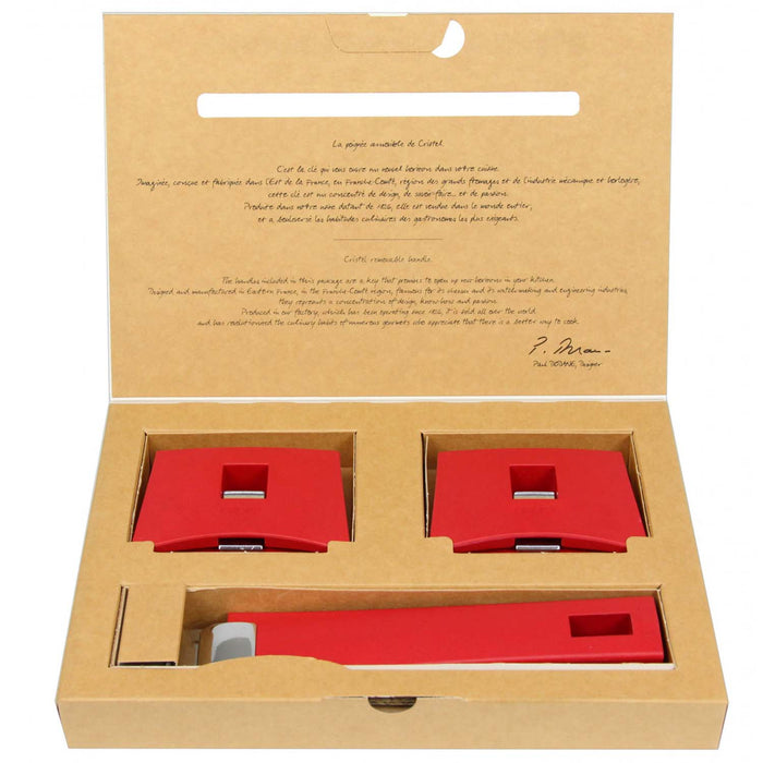 CRISTEL MUTINE SET OF 1 DERACHABLE HANDLE AND 2 SIDE HANDLES - RASPBERRY