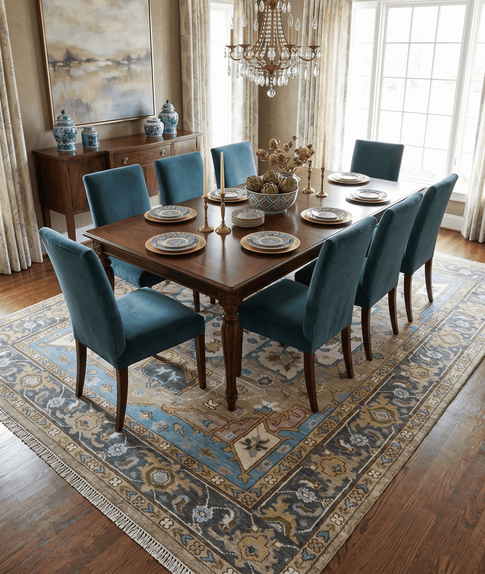 Custom Made Hand Knotted Ivory and Camel Traditional Heriz Wool Rug - The Rug Decor