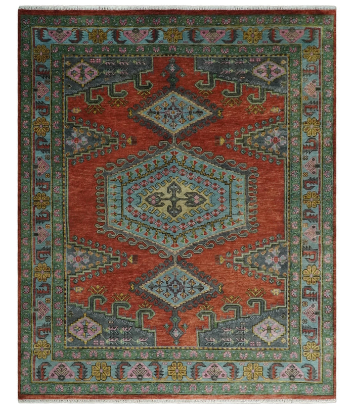 5x8, 6x9, 8x10, 9x12, 10x14 and 12x15 Hand Knotted Red, Blue and Olive Traditional Antique Persian Wool Area Rug | TRDCP914810 - The Rug Decor