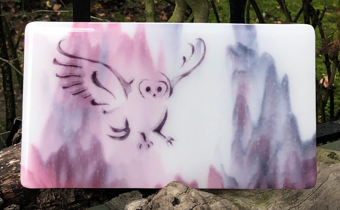 Cute Owl Fused Glass Panel